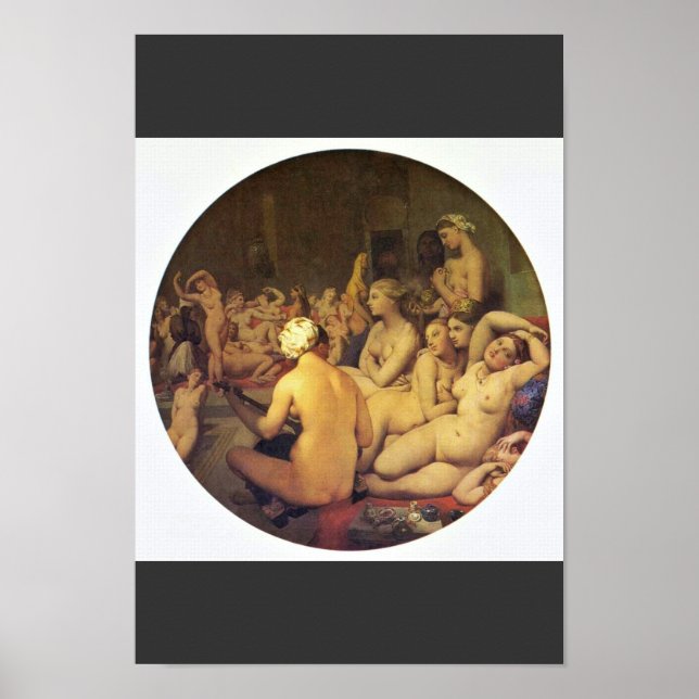 Poster Le Bain Turc (Tondo) De Ingres Jean Auguste Do (Devant)
