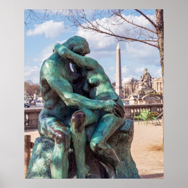 Poster Le baiser d'Auguste Rodin aux Tuileries, Paris (Devant)