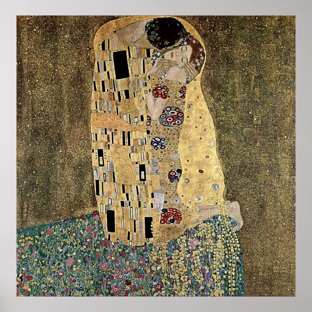 Poster Le baiser de Gustav Klimt (vers 1908) (Devant)