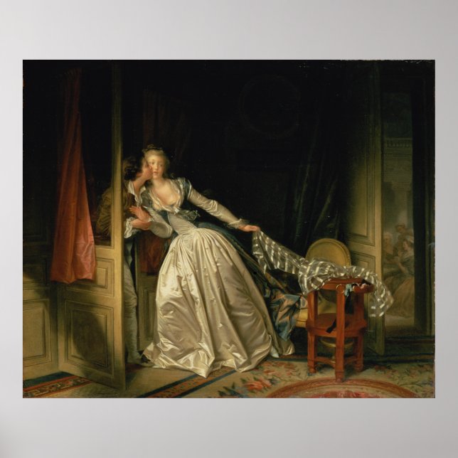 Poster Le baiser volé par Fragonard, Large (Devant)