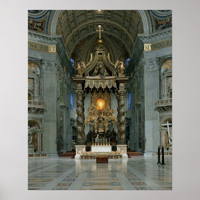Poster Le Baldacchino, le haut autel et la chaise (Devant)