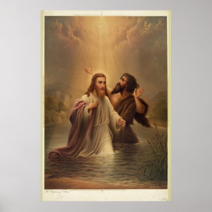 Poster Le baptême du Christ par une plus pleine reine