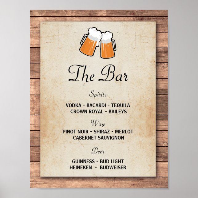 Poster Le Bar Cheers Beers Event Signet Réception de mari (Devant)