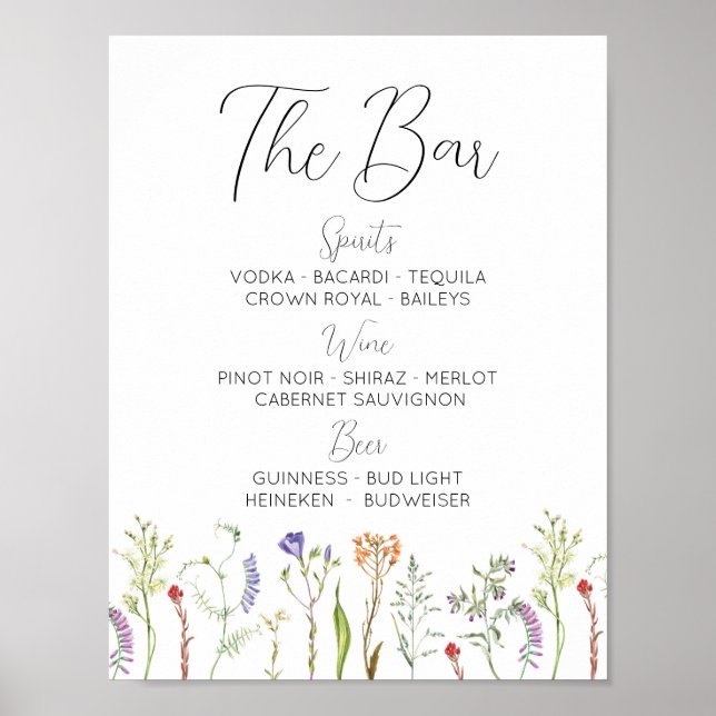 Poster Le Bar Mariage Fleur sauvage Floral Ditsy (Devant)