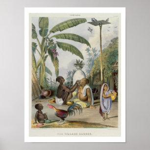 Poster Le Barbier du Village, assiette 6 des "Indiens", e