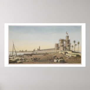 Poster Le barrage à travers le Nil, le bâtiment d'Assouan