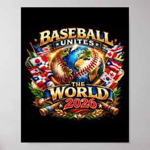 Poster Le baseball unit le monde graphique de fan mondial
