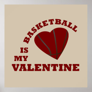 Poster le basket-ball est ma valentine au coeur rouge