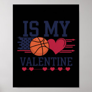 Poster Le basket-ball est mon coeur pour la Saint-Valenti