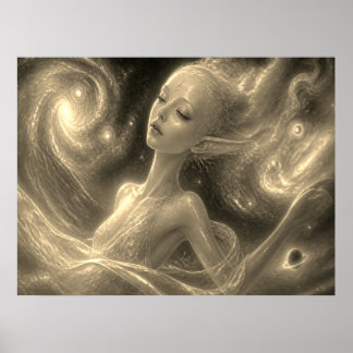 Poster Le beau rêveur flottant dans l'espace