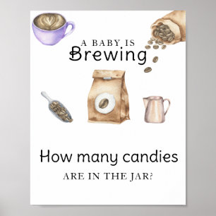 Poster Le bébé brasse du café Combien de bonbons