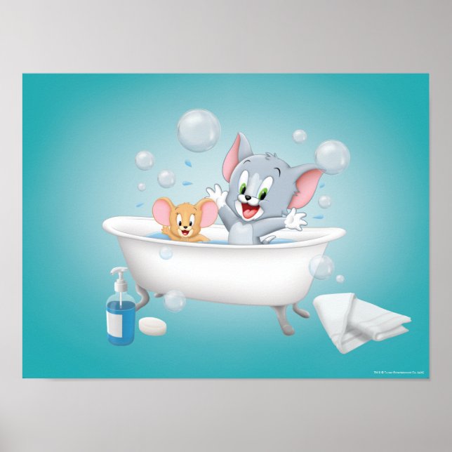 Poster Le bébé Tom et Jerry prenant un bain (Devant)