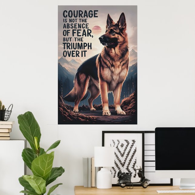 Poster Le berger allemand triomphe sur la peur (Bureau à domicile)