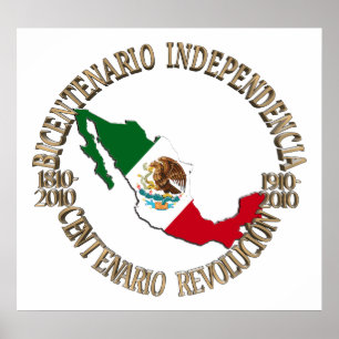 Poster Le bicentenaire et le centenaire du Mexique