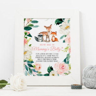 Poster Le billet de Baby shower de Mommy's Belly Woodland
