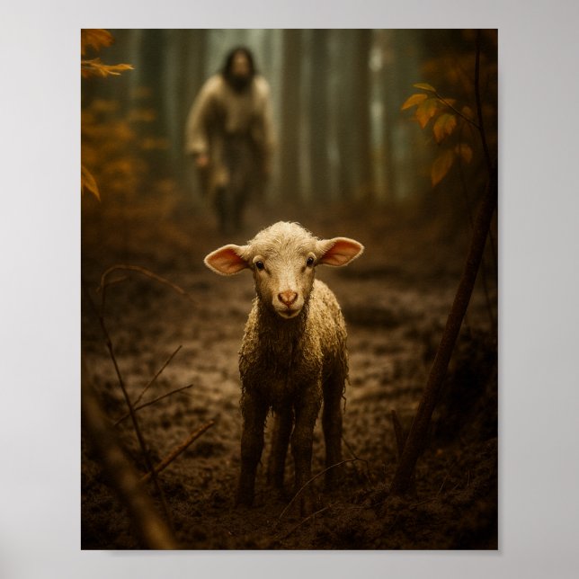 Poster Le Bon Berger et l'Agneau perdu – Jésus & l'Agneau (Devant)