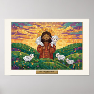 Poster Le Bon Berger — mosaïque en cube
