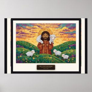 Poster Le Bon Berger — mosaïque en cube