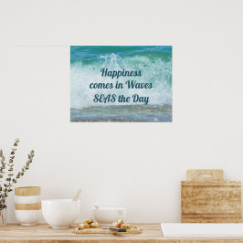 Poster Le bonheur arrive en mer des vagues