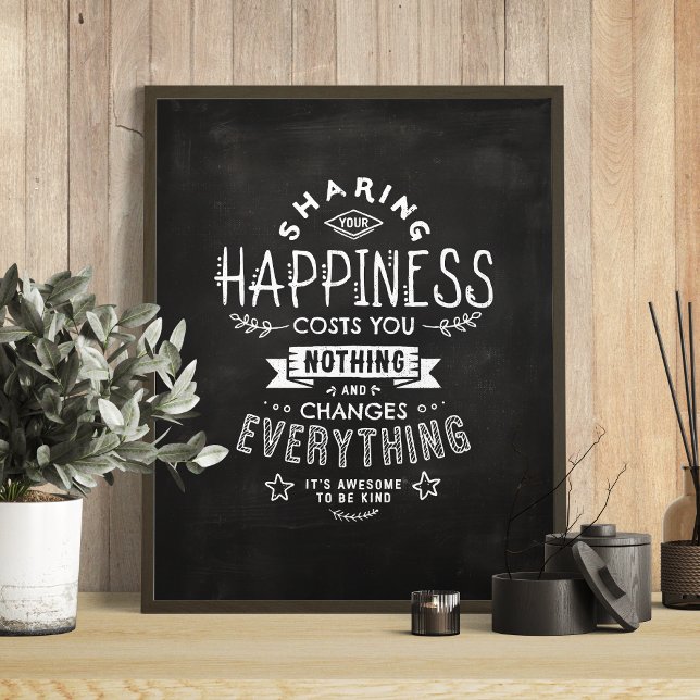 Poster Le Bonheur Change Tout Citation Inspirante (Happiness Changes Everything Inspirational Quote Poster)