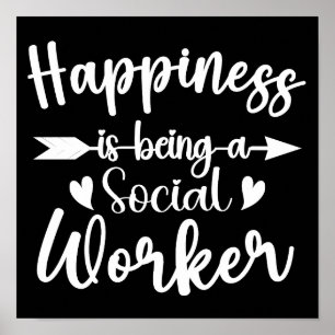 Poster Le Bonheur Est Être Un Travailleur Social Drôle Fe