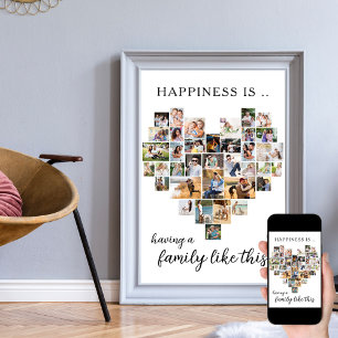 Poster Le bonheur est une famille comme ce collage en for