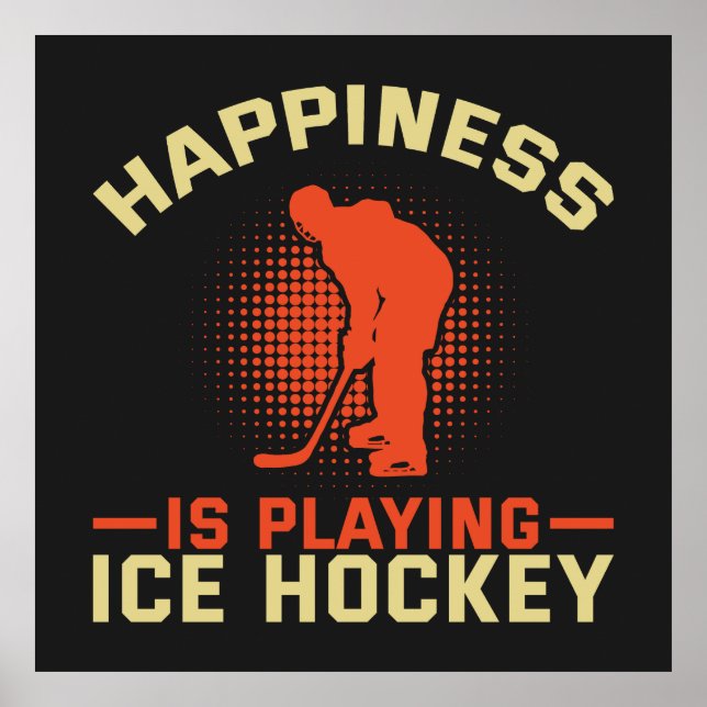 Poster Le bonheur joue au hockey sur glace (Devant)