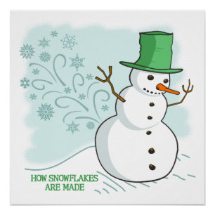 Poster Le bonhomme de neige drôle pète des flocons de
