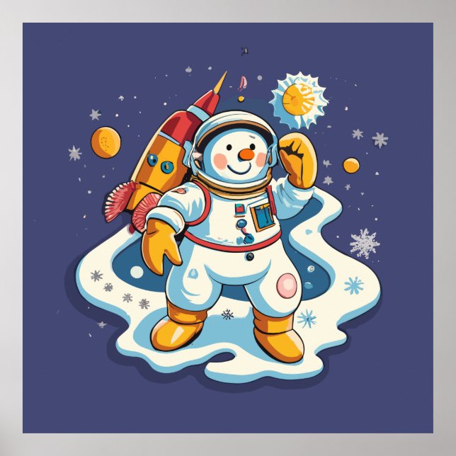 Poster Le bonhomme de neige en Noël spatial (Devant)