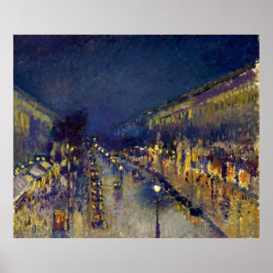 Poster Le boulevard Montmartre la nuit