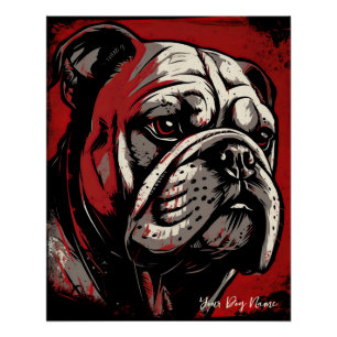 Poster Le Bulldog, rouge et noir 001 - Ulises Dallaire