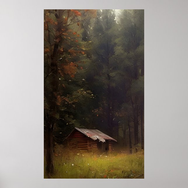 Poster Le Cabine dans les Bois - Peinture colorée (Devant)