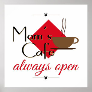 Poster Le café de maman toujours ouvert