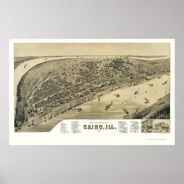 Poster Le Caire, IL Carte panoramique - 1888 (Devant)