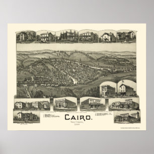 Poster Le Caire, WV Carte panoramique - 1899