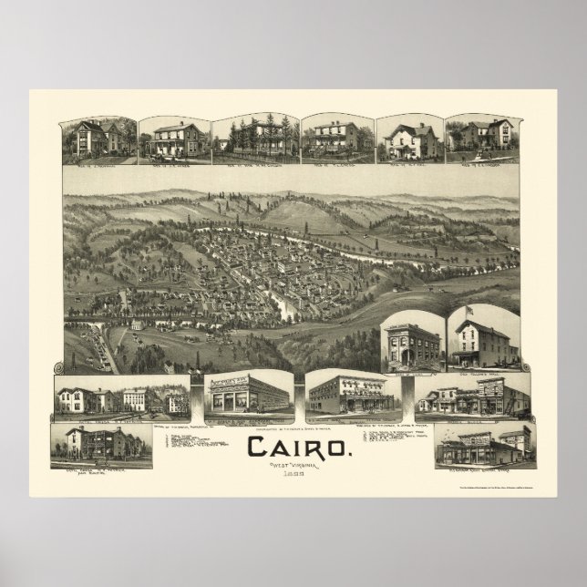 Poster Le Caire, WV Carte panoramique - 1899 (Devant)