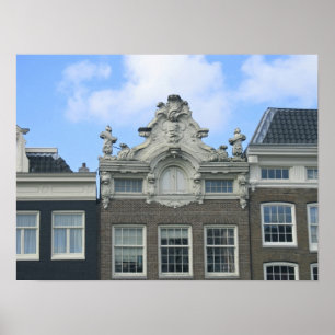 Poster Le canal d'Amsterdam loge l'affiche de photo de