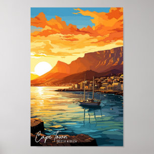 Poster Le Cap Afrique du Sud Art Illustration de voyage
