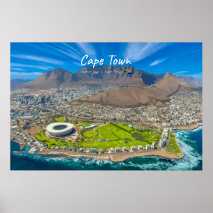 Poster Le Cap, Afrique du Sud - Vue sur Table Mountain