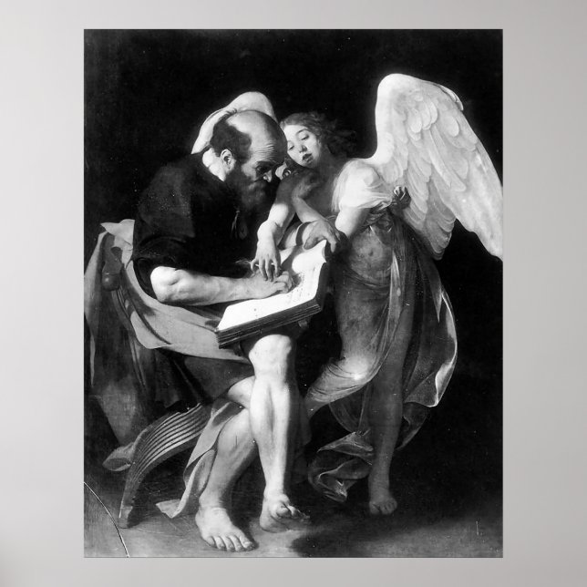 Poster Le Caravaggio Saint Matthieu Et L'Ange (Devant)