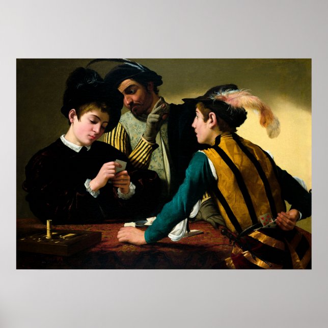 Poster Le Cardsharps par Caravaggio (Devant)