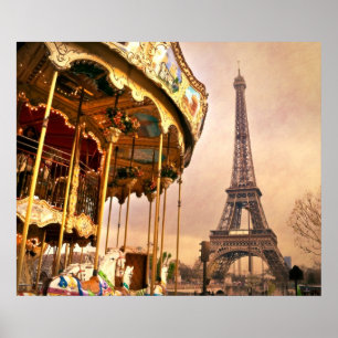 Poster Le carrousel et le Tour Eiffel