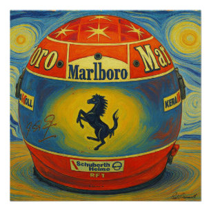 Poster Le casque légendaire F1 Ferrari de Michael Schumac
