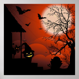 Poster Le cauchemar de la lune sanglante d'Halloween