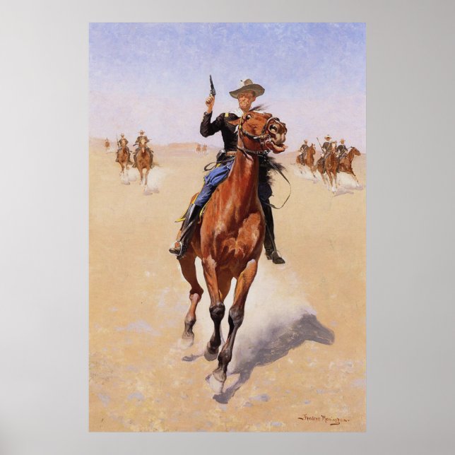 Poster Le cavalier par Frederic Remington (Devant)