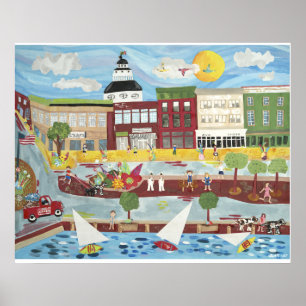 Poster Le centre-ville d'Annapolis en été