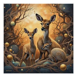 Poster Le cerf dans la forêt d'Imaginaires