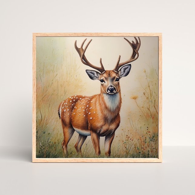 Poster Le Cerf Majestic Dans La Forêt D'Automne (Créateur téléchargé)