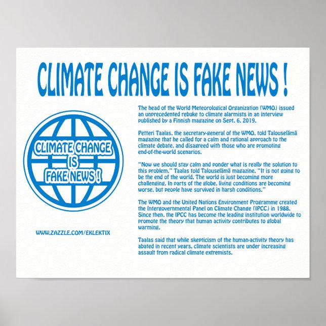 POSTER LE CHANGEMENT CLIMATIQUE EST UNE FAUSSE NOUVELLE ! (Devant)