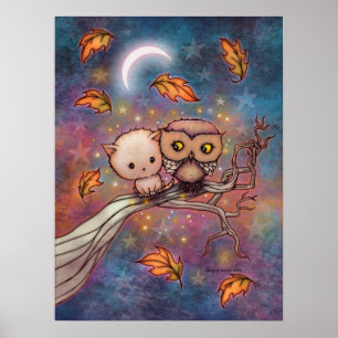 Poster Le Chat et la Chouette Art Mignon